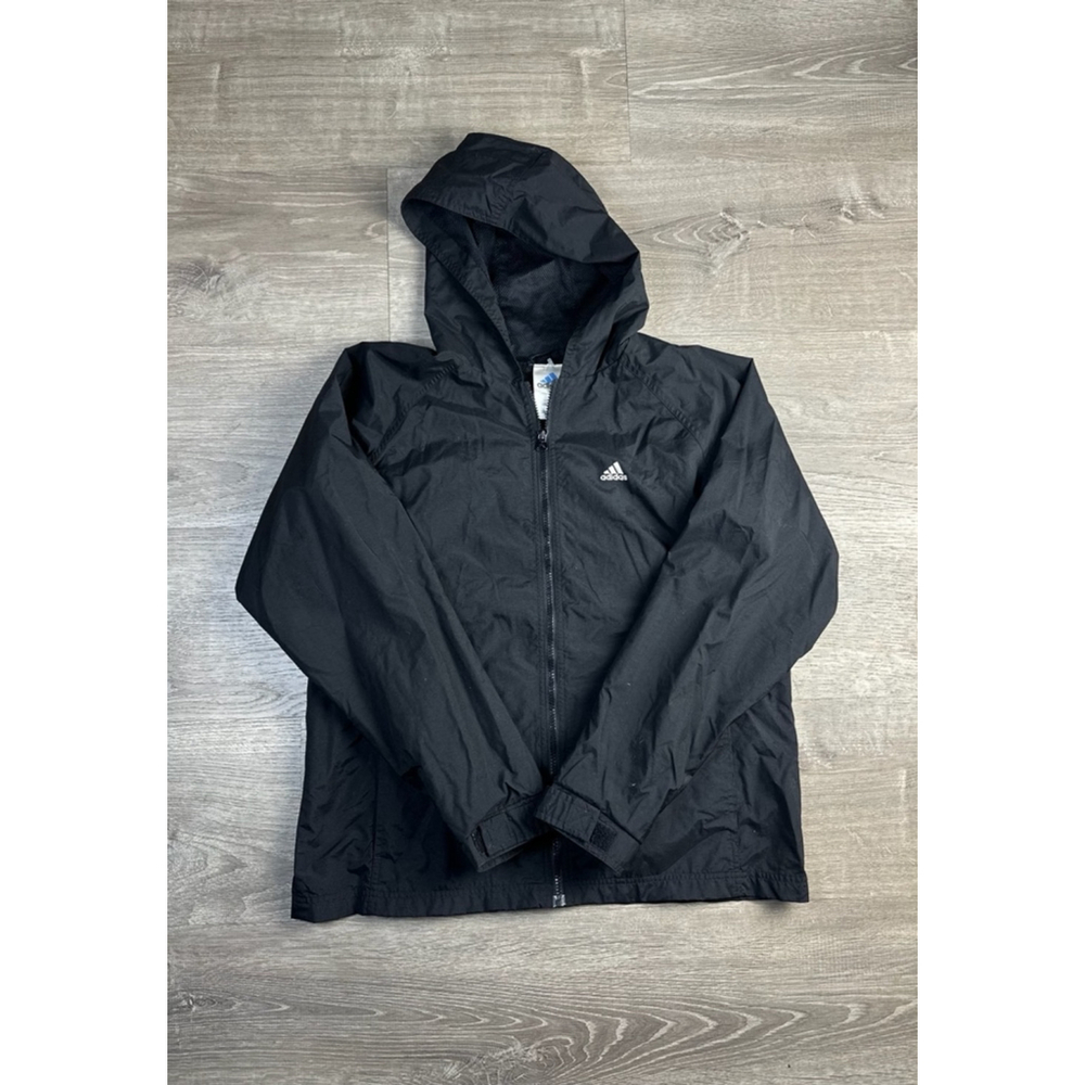 Men's Y2K Adidas Black Windbreaker Jacket Size L